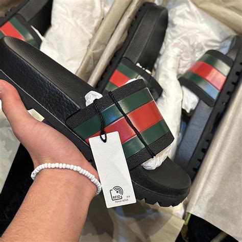 all diamond gucci slides|Gucci slides size 7.